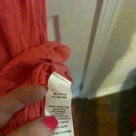 LuLaRoe ribbed coral high low Carly dress med - Picture 5 of 5